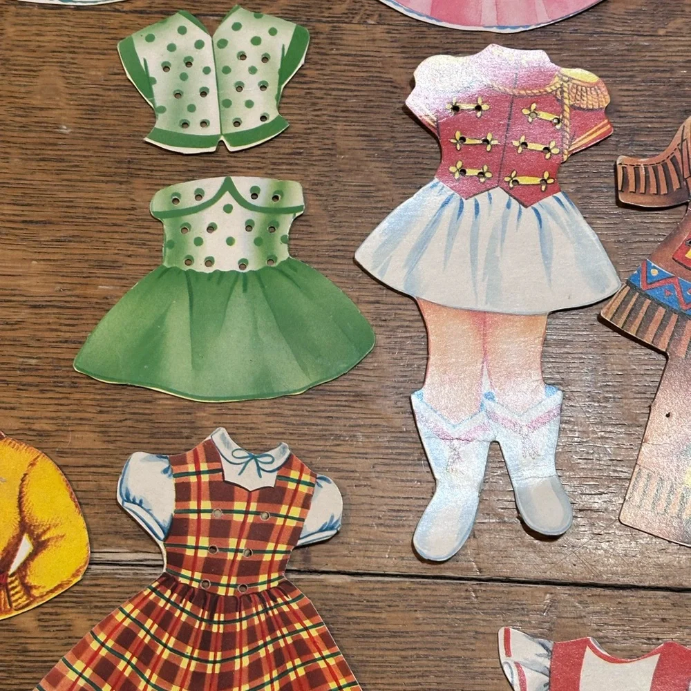 Paper Dolls with Lace-On Costumes for Little Girls Saalfield 1955 Vintage 36 pcs
